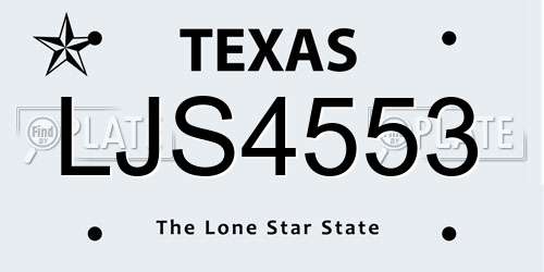 LJS4553 Texas License Plate