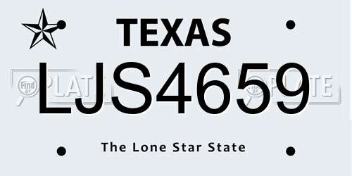 LJS4659 Texas License Plate