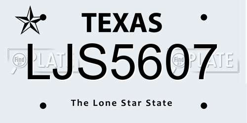 LJS5607 Texas License Plate