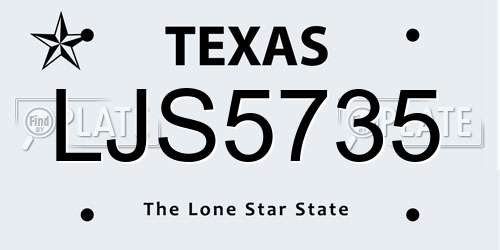 LJS5735 Texas License Plate