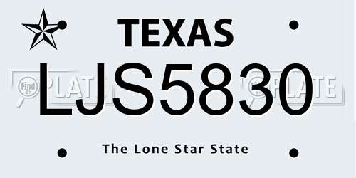LJS5830 Texas License Plate
