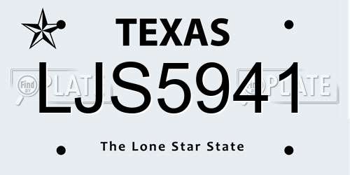 LJS5941 Texas License Plate