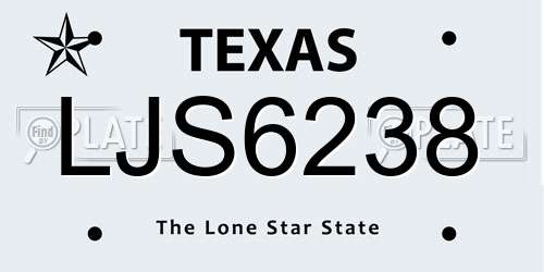 LJS6238 Texas License Plate