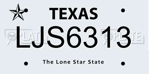 LJS6313 Texas License Plate