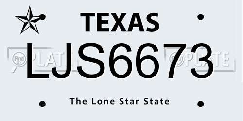 LJS6673 Texas License Plate