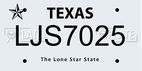 LJS7025 Texas License Plate