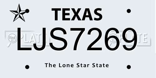 LJS7269 Texas License Plate