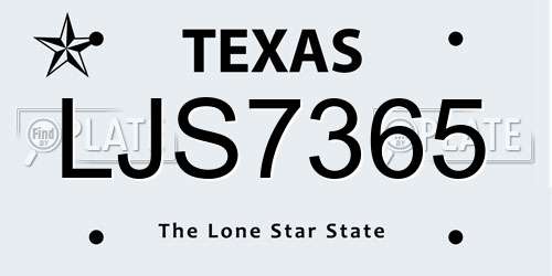 LJS7365 Texas License Plate