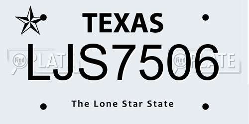 LJS7506 Texas License Plate