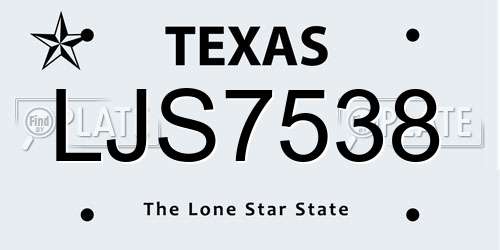 LJS7538 Texas License Plate