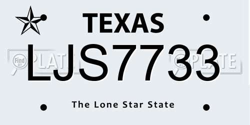 LJS7733 Texas License Plate