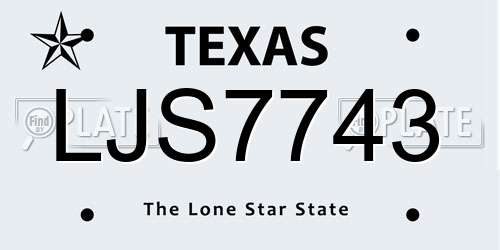LJS7743 Texas License Plate