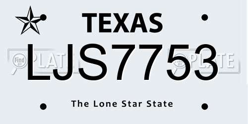 LJS7753 Texas License Plate