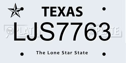 LJS7763 Texas License Plate