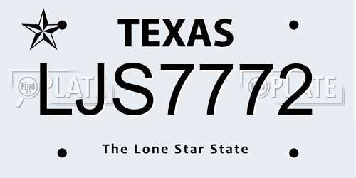 LJS7772 Texas License Plate