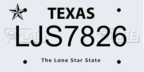LJS7826 Texas License Plate