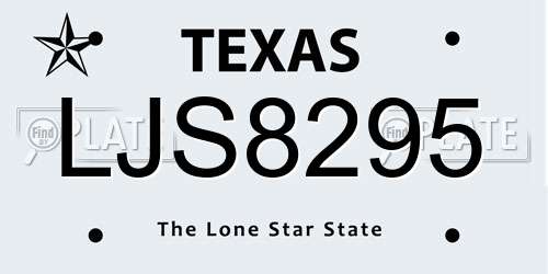 LJS8295 Texas License Plate