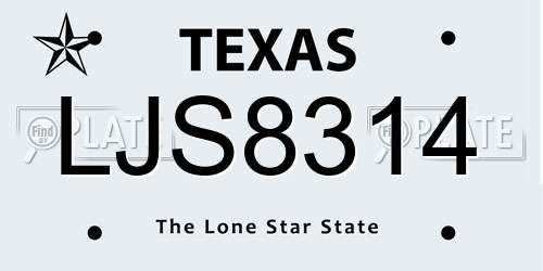 LJS8314 Texas License Plate
