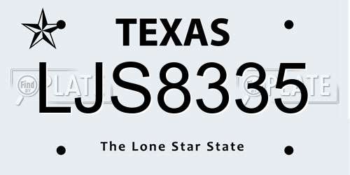 LJS8335 Texas License Plate