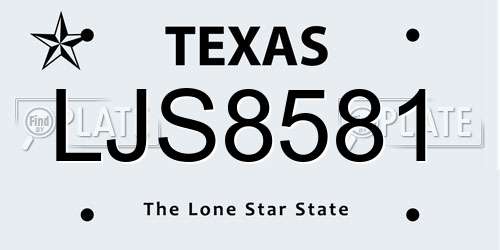 LJS8581 Texas License Plate