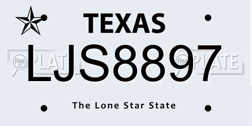 LJS8897 Texas License Plate
