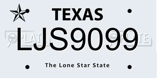 LJS9099 Texas License Plate