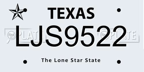 LJS9522 Texas License Plate