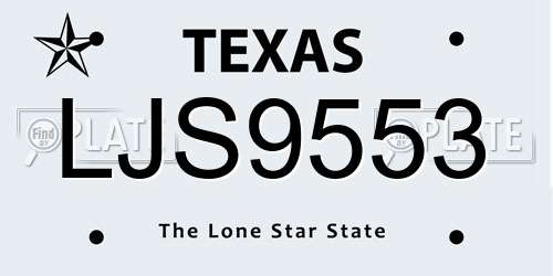 LJS9553 Texas License Plate