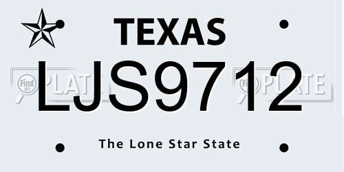 LJS9712 Texas License Plate