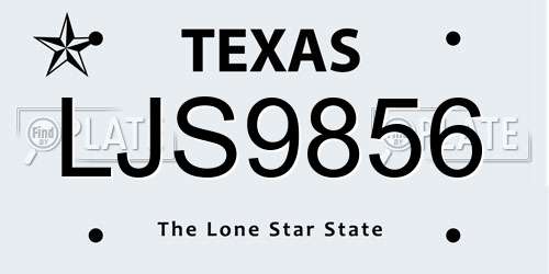 LJS9856 Texas License Plate