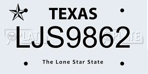 LJS9862 Texas License Plate