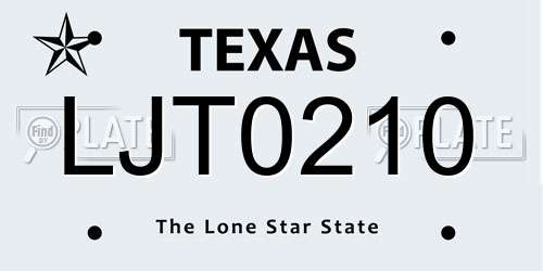 LJT0210 Texas License Plate