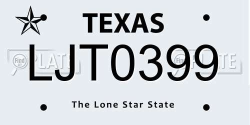 LJT0399 Texas License Plate