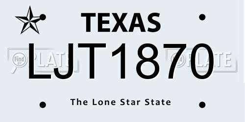 LJT1870 Texas License Plate