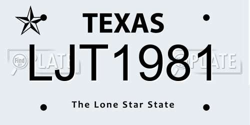 LJT1981 Texas License Plate