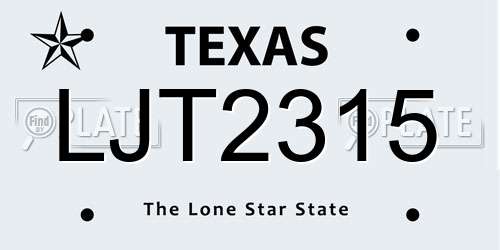 LJT2315 Texas License Plate
