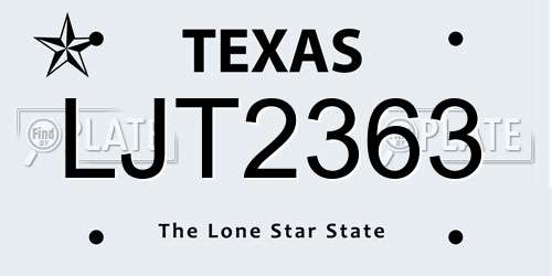 LJT2363 Texas License Plate