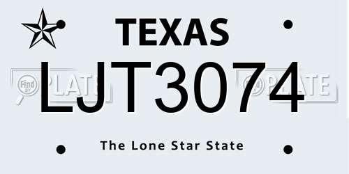LJT3074 Texas License Plate