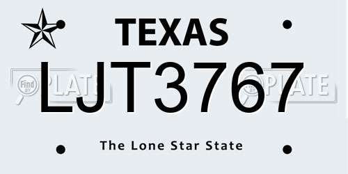 LJT3767 Texas License Plate