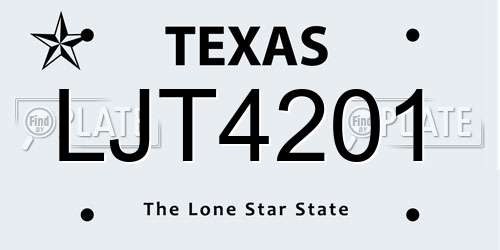 LJT4201 Texas License Plate