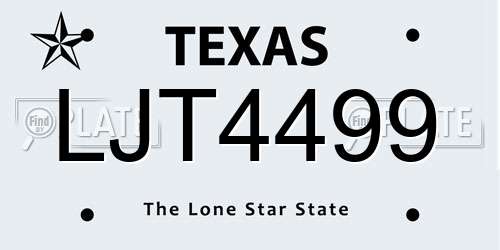 LJT4499 Texas License Plate