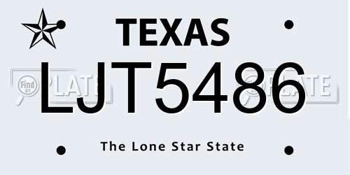 LJT5486 Texas License Plate