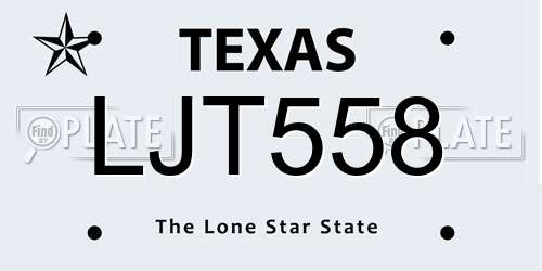LJT558 Texas License Plate
