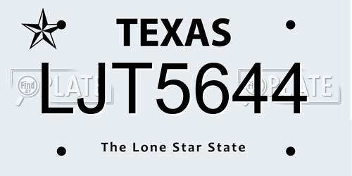 LJT5644 Texas License Plate