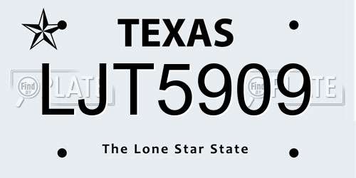 LJT5909 Texas License Plate