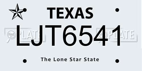 LJT6541 Texas License Plate