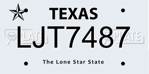 LJT7487 Texas License Plate