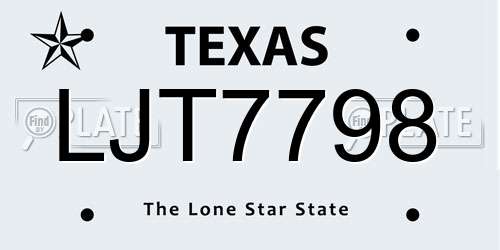 LJT7798 Texas License Plate