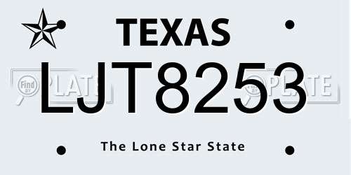 LJT8253 Texas License Plate