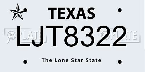 LJT8322 Texas License Plate